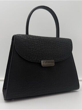 🦈JRA Exotic Genuine Sharkskin Black Bag w/ interchangeable Gold or Silver Chain